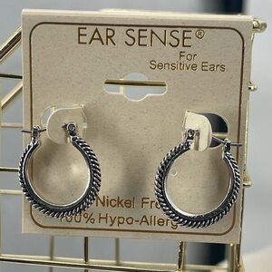 Ear sense NWT silver toned textured hoops earrings